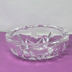 Vintage Cut Crystal Heavy Ashtray With Starburst Design Made‎ In Italy